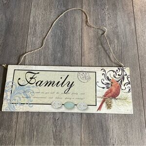 Decorative Family Wall Sign with Cardinal